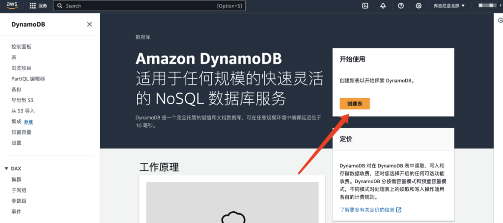 DynamoDB 控制台