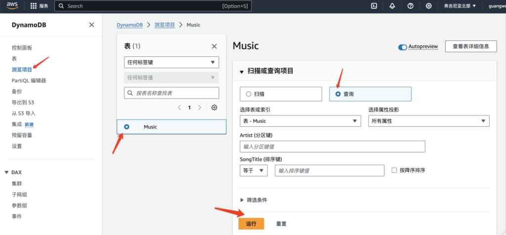 DynamoDB 查询表数据