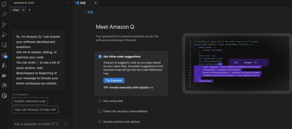 如何在 Visual Studio Code 中安装 Amazon Q 扩展？